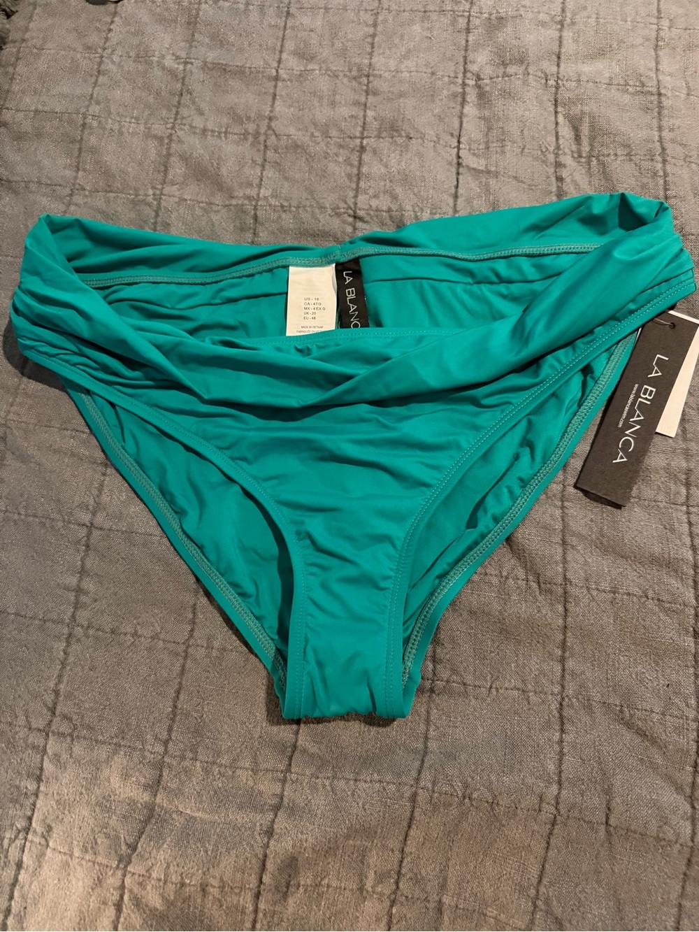 La Blanca Teal Fold-Over Bikini Bottom